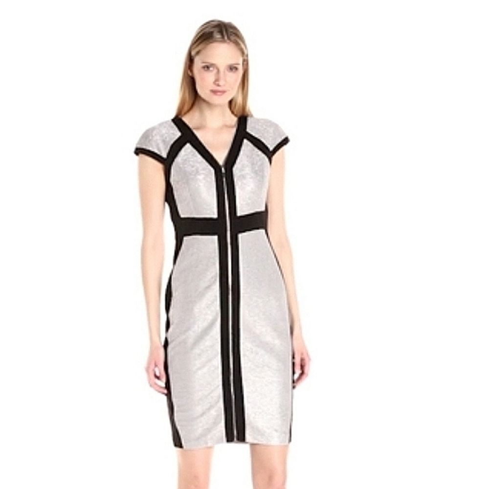 Jax metallic full zipper bodycon dress